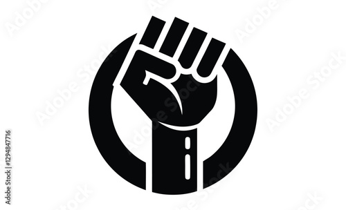 Raised fist silhouette, protest symbol vector, black power icon