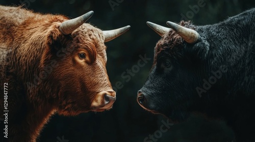 Wallpaper Mural Two Bulls Facing Each Other Close Up Torontodigital.ca