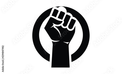 Raised fist silhouette, protest symbol vector, black power icon