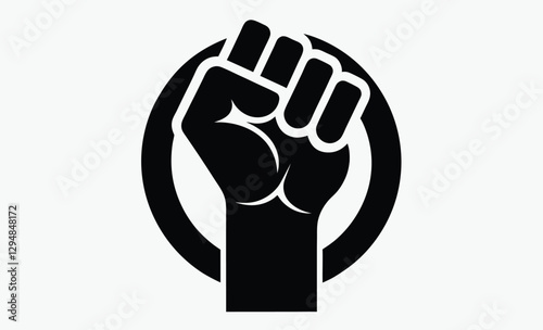 Raised fist silhouette, protest symbol vector, black power icon