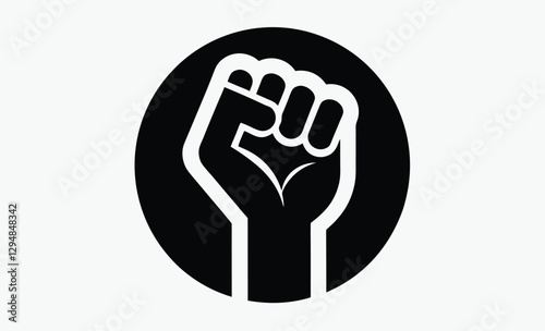 Raised fist silhouette, protest symbol vector, black power icon