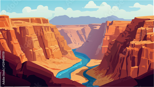 Vibrant Grand Canyon Landscape with a Touch of Cartoon .eps