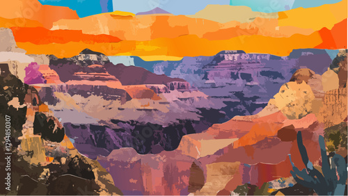 Abstract Grand Canyon in Paper Collage