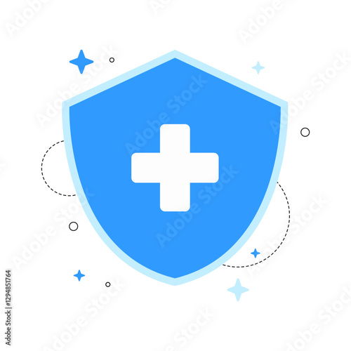 Health Shield with Plus Symbol Vector Illustration