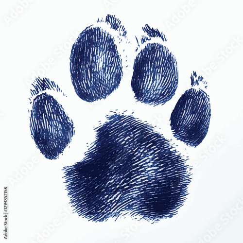 Four pairs of vector paws, Whiskers & Paws Artistic Footprints, Grunge Icons, Symbols for Pet Enthusiasts Art & Illustration