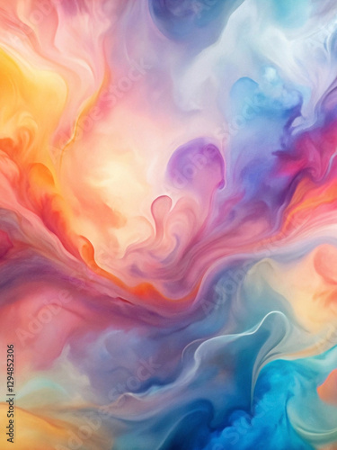 Abstract colorful swirls and cloudscape painting.