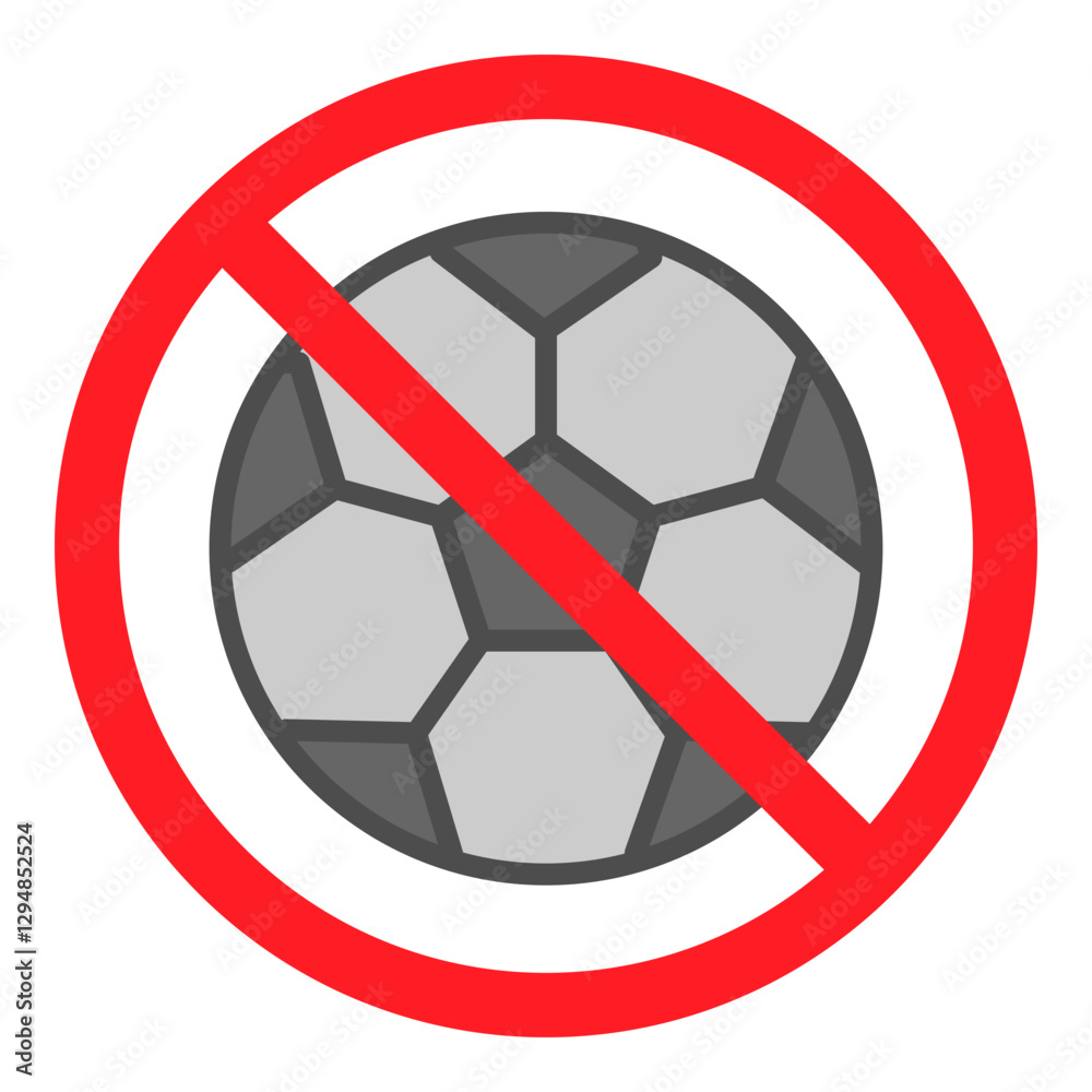 Illustration of No Ball Games Sign Flat Icon Illustration of No Ball Games Sign Flat Icon