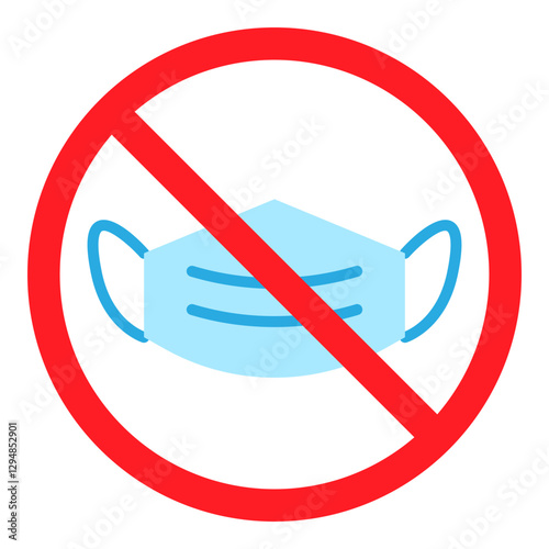 Illustration of No Mask Sign Flat Icon