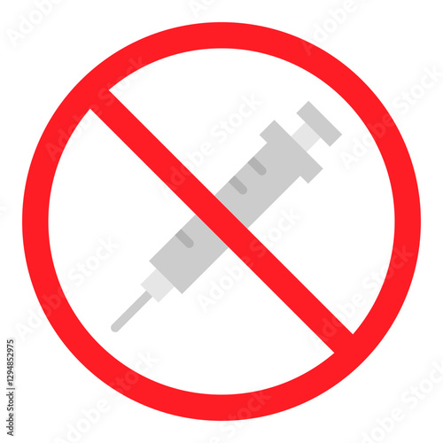 Illustration of No Needle Use Sign Flat Icon