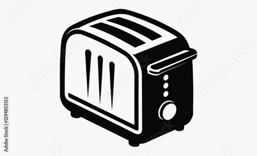 Toaster silhouette, kitchen appliance vector, black and white icon
