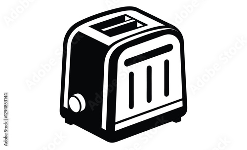 Toaster silhouette, kitchen appliance vector, black and white icon