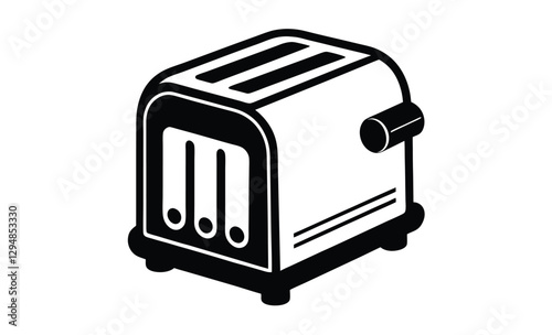 Toaster silhouette, kitchen appliance vector, black and white icon