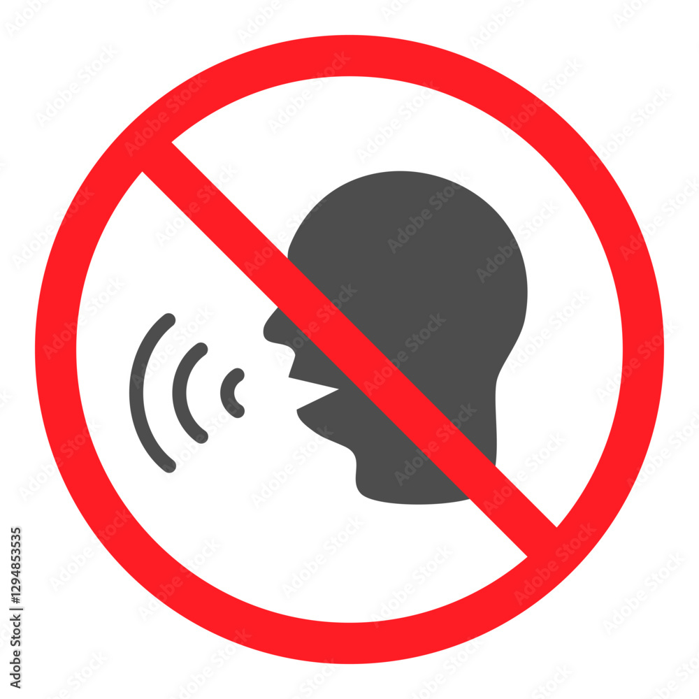 Illustration of No Shouting Sign Flat Icon Illustration of No Shouting Sign Flat Icon