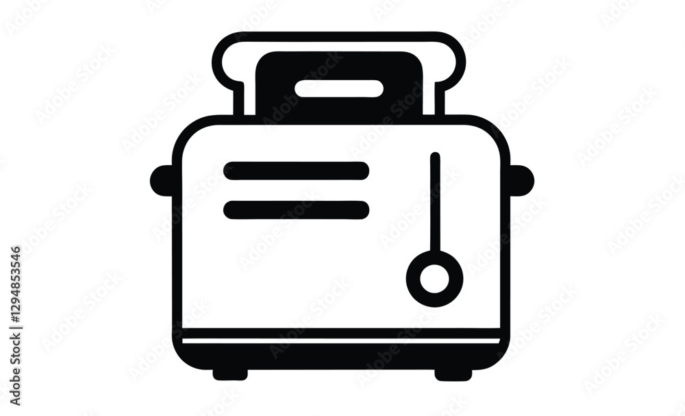 Toaster silhouette, kitchen appliance vector, black and white icon Toaster silhouette, kitchen appliance vector, black and white icon