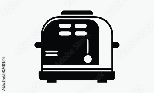 Toaster silhouette, kitchen appliance vector, black and white icon