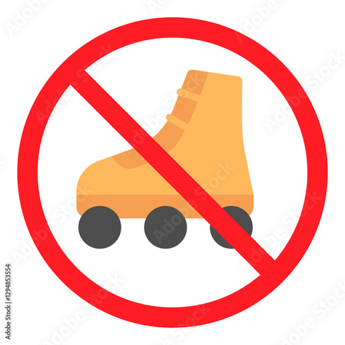 Illustration of No Skating Sign Flat Icon