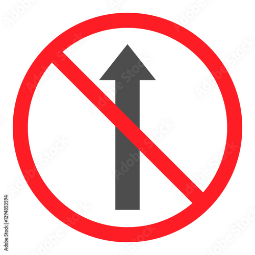 Illustration of No Straight Ahead Sign Flat Icon