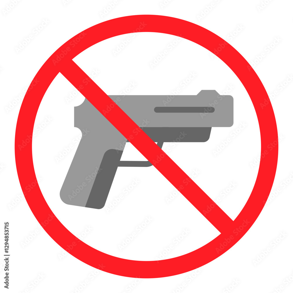 Illustration of No Weapons Allowed Sign Flat Icon Illustration of No Weapons Allowed Sign Flat Icon