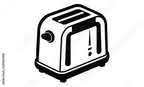 Toaster silhouette, kitchen appliance vector, black and white icon