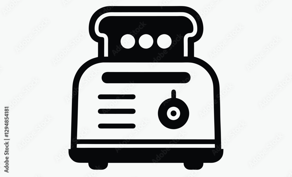 Fototapeta premium Toaster silhouette, kitchen appliance vector, black and white icon