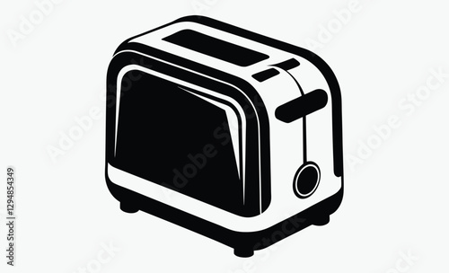 Toaster silhouette, kitchen appliance vector, black and white icon