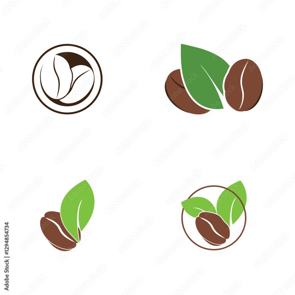 Fototapeta premium leaf and coffe icon vector illustration template design logo
