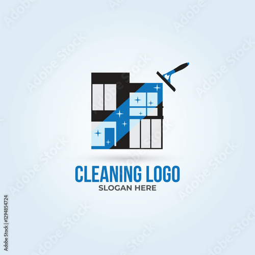 Cleaning Service Logo. squeegee logo design vector illustration