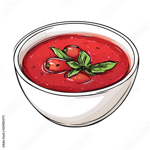 Borscht minimalist 2D vector graphic illustration sketch on a white background.

