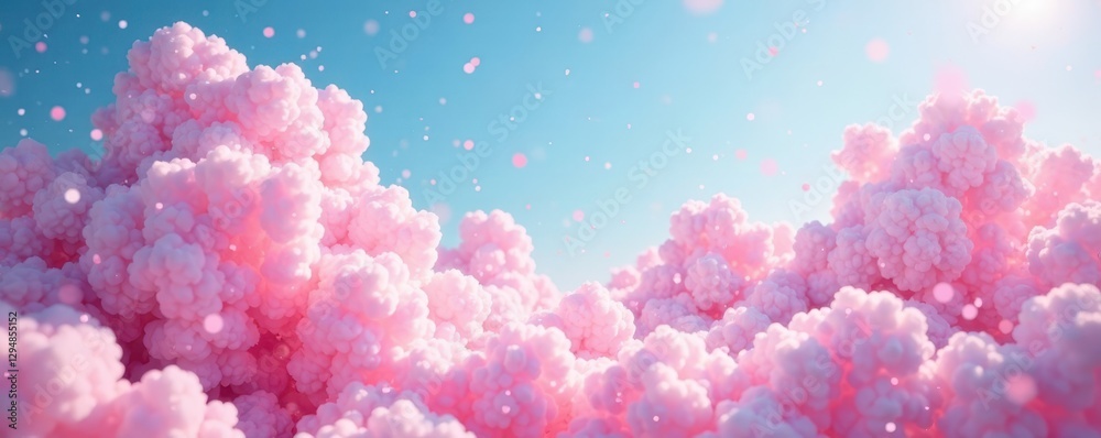 Pink fluffy cotton candy clouds scattered across the sky like fairy dust, sprinkled, Pink fluffy cotton candy clouds scattered across the sky like fairy dust, sprinkled,
