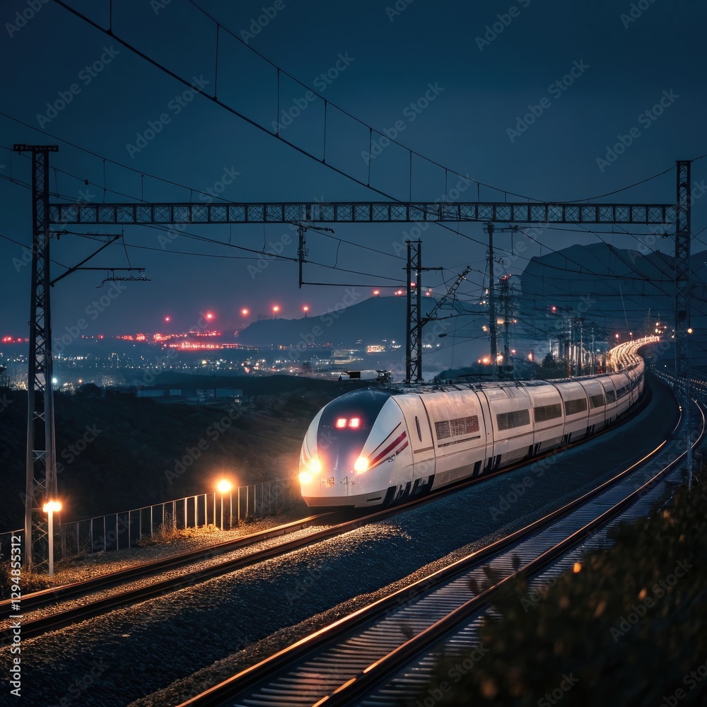Fototapeta premium bullet train at night