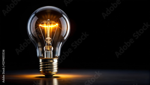 Illuminated Incandescent Light Bulb Against Dark Background: Glowing Warmth and Vintage Charm