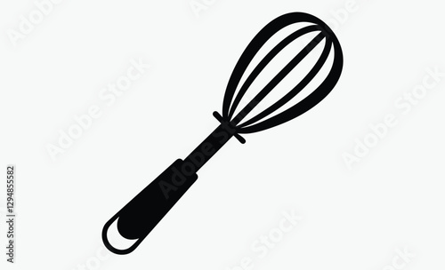 Whisk silhouette, kitchen utensil vector, black and white icon