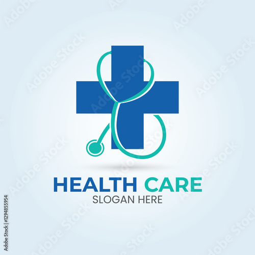Healthcare logo template design, modern medical and pharmacy logo vector