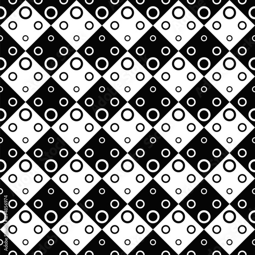 Seamless ring pattern background - abstract black and white vector graphic design