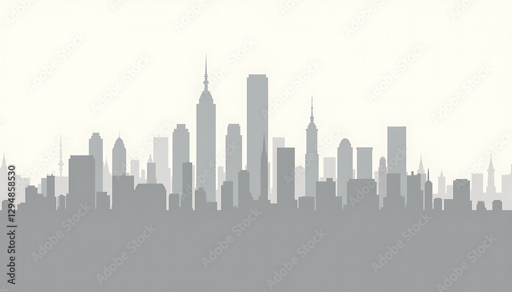 Fototapeta premium City skyline silhouette against a light background