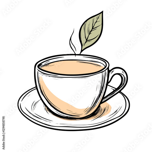 Chai tea minimalist 2D vector graphic illustration sketch on a white background.

