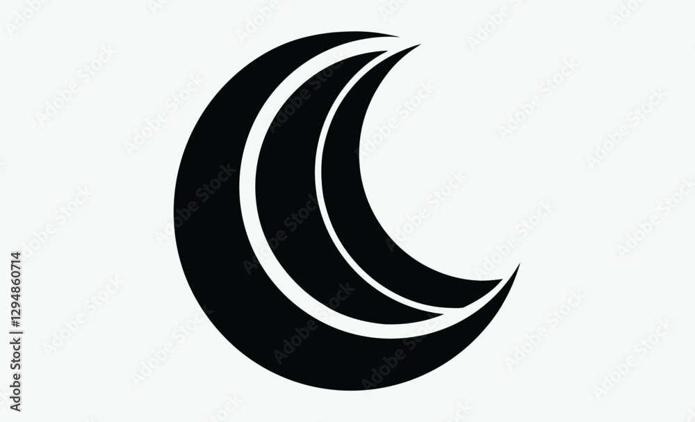 Crescent moon silhouette, lunar phase icon, black vector illustration Crescent moon silhouette, lunar phase icon, black vector illustration