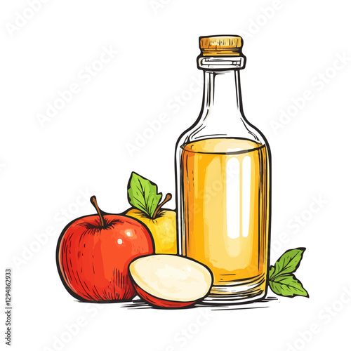 Cider minimalist 2D vector graphic illustration sketch on a white background.

