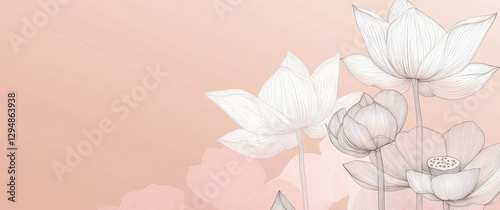 Elegant illustration of lotus flowers on a soft gradient background.