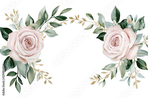 Floral arrangement featuring soft pink roses and greenery for decorative purposes.