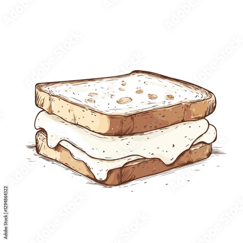 Croque monsieur minimalist 2D vector graphic illustration sketch on a white background.

