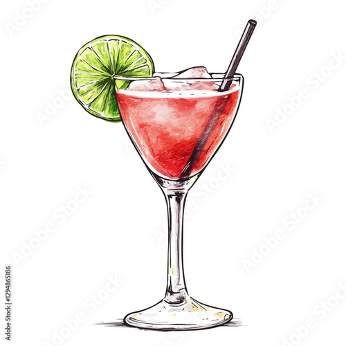 Daiquiri minimalist 2D vector graphic illustration sketch on a white background.

