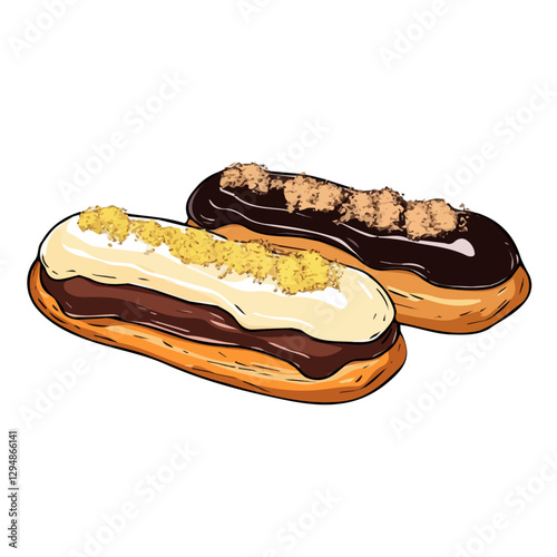 Eclair minimalist 2D vector graphic illustration sketch on a white background.

