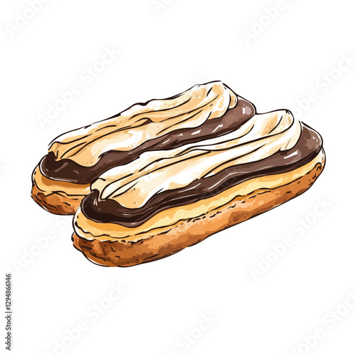 Eclair minimalist 2D vector graphic illustration sketch on a white background.

