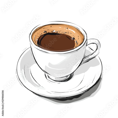 Espresso minimalist 2D vector graphic illustration sketch on a white background.

