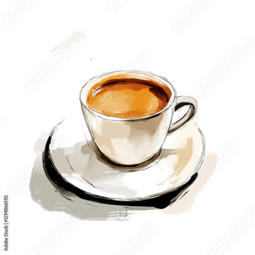 Espresso minimalist 2D vector graphic illustration sketch on a white background.

