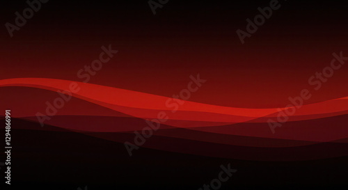 Abstract Red Background with Smooth Waves and Gradient Texture in Digital Minimalist Illustration