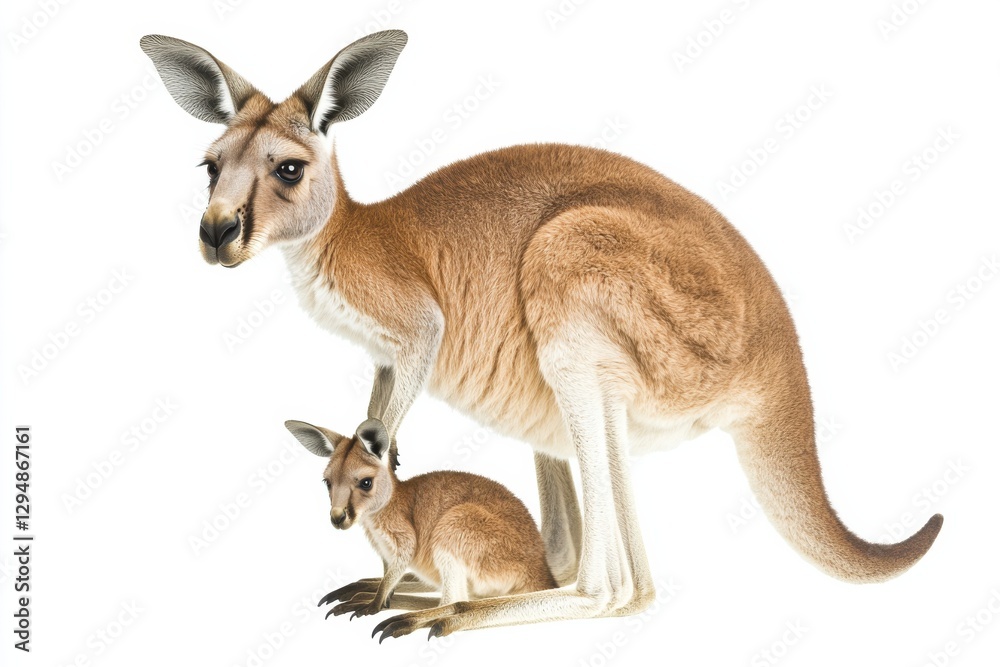 Kangaroo mother and baby interact in a playful setting highlighting their natural bond and behavior in the wild Kangaroo mother and baby interact in a playful setting highlighting their natural bond and behavior in the wild