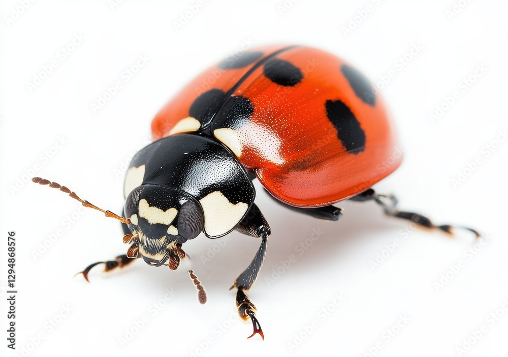 Colorful ladybug walking on a white surface during daylight hours showcasing its unique features and vibrant colors Colorful ladybug walking on a white surface during daylight hours showcasing its unique features and vibrant colors