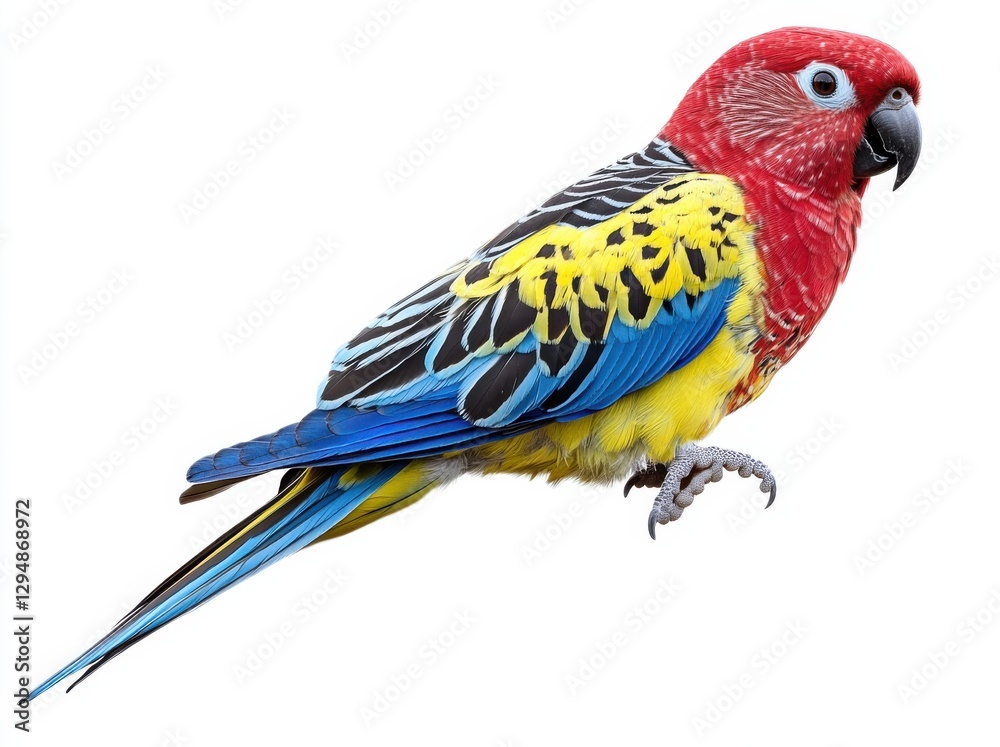 Obraz premium Colorful parrot perched in a natural pose showcasing vibrant feathers and striking features indoors